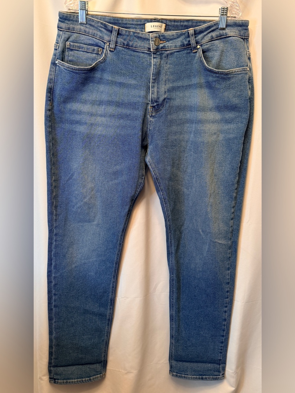 Legend London Men’s Size 38x32 Jeans Slim Fit Light Wash 5 Pocket Cotton Stretch